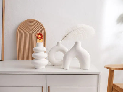 MATARI Set of 3 Ceramic Vases – Nordic Boho Decor