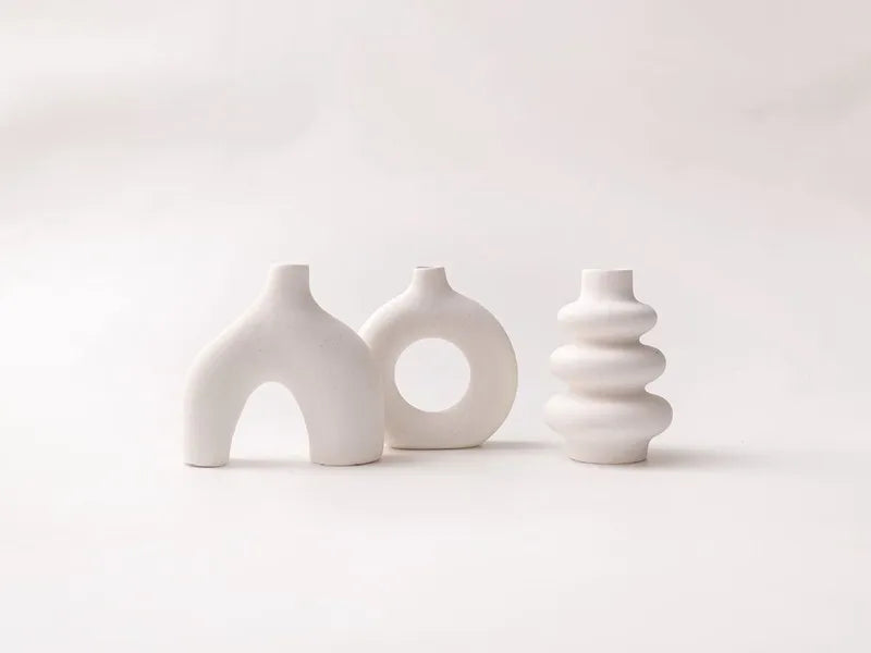 MATARI Set of 3 Ceramic Vases – Nordic Boho Decor