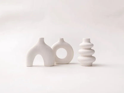 MATARI Set of 3 Ceramic Vases – Nordic Boho Decor