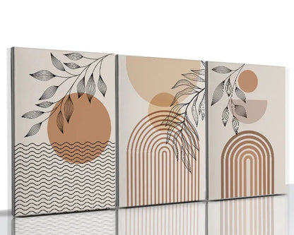 Set of 3 Abstract Boho Canvas – Calming nature Prints for Intentional Living Spaces