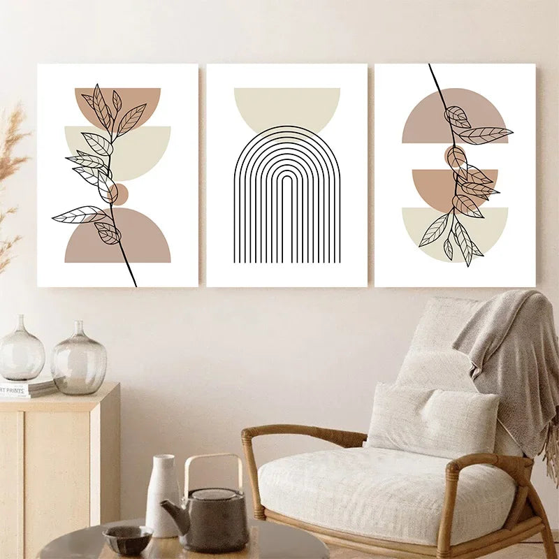 Set of 3 Abstract Boho Canvas – Calming nature Prints for Intentional Living Spaces
