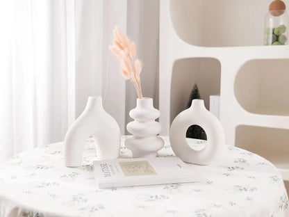 MATARI Set of 3 Ceramic Vases – Nordic Boho Decor