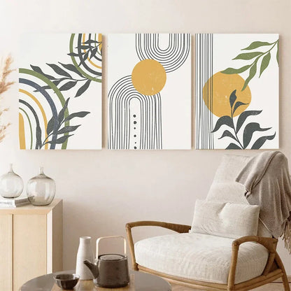 Set of 3 Abstract Boho Canvas – Calming nature Prints for Intentional Living Spaces