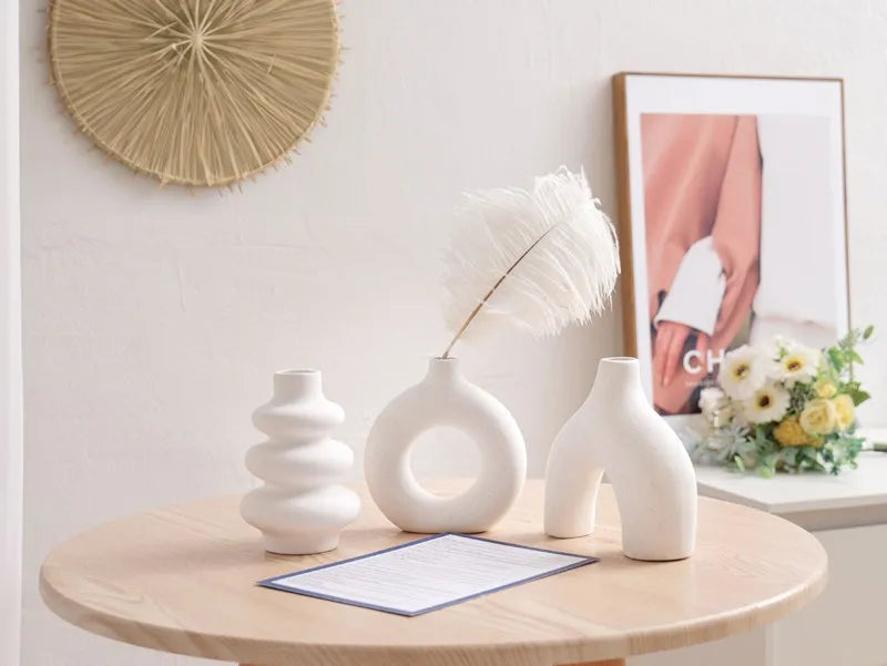 MATARI Set of 3 Ceramic Vases – Nordic Boho Decor