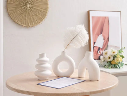 MATARI Set of 3 Ceramic Vases – Nordic Boho Decor